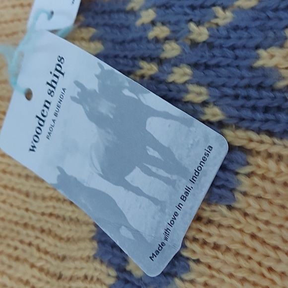 WOODEN SHIPS ASPEN CREW SWEATER Yellow Gray and White Size Large - Picture 4 of 6